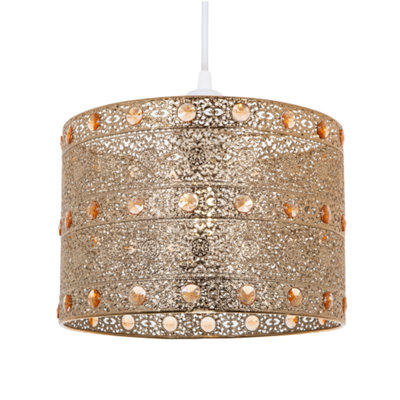 Happy Homewares Polished Acrylic Gem Moroccan Style Chandelier Pendant Shade Gold/Light