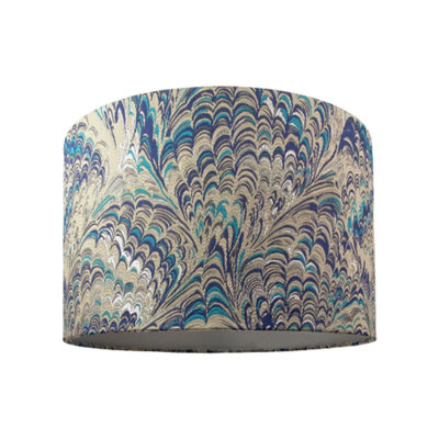 Happy Homewares Contemporary And Vivid Peacock Print 25Cm Table/pendant Lampshade In Soft Cotton from B&Q