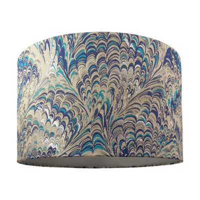 Happy Homewares Contemporary And Vivid Peacock Print 35Cm Table/pendant Lampshade In Soft Cotton from B&Q