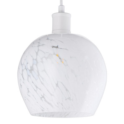 Happy Homewares Contemporary Designer Opal Snowflake Glass Pendant Ceiling Lighting Shade White