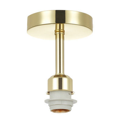 Happy Homewares Polished Brass Plated Ceiling Fitting For Industrial Style Bulbs Light