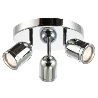 Happy Homewares Light Modern Triple Spot Ip44 Bathroom Chrome Ceiling With Adjustable Heads 22Cm