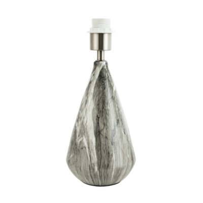 Happy Homewares Marble Effect Ceramic Table Lamp Base With Gloss Glazing And Chrome Trim Grey