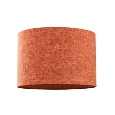 B&Q -  Contemporary And Sleek Orange Natural Linen Fabric Drum Lamp Shade 60W Max