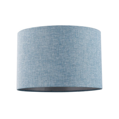 Happy Homewares Blue Contemporary And Sleek Nova Plain Linen Fabric Drum Lamp Shade 60W Maximum 20Cm B&Q