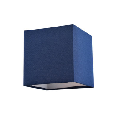 Happy Homewares Blue Contemporary And Stylish Midnight Linen Fabric Square Lamp Shade 16Cm