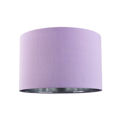 Happy Homewares Contemporary Cotton 10 Table/Pendant Lampshade With Shiny Inner Lilac/Silver