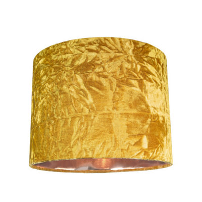 Happy Homewares Modern Ochre Crushed Velvet 8 Table/pendant Lampshade With Shiny Copper Inner from B&Q