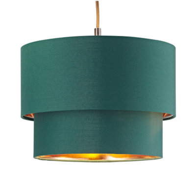 Happy Homewares Modern 10 Forest Cotton Double Tier Ceiling Shade With Shiny Copper Inner Green