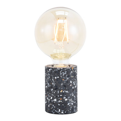 Happy Homewares Modern Black Mosaic Concrete Table Lamp For Vintage Industrial Style Light Bulbs from B&Q