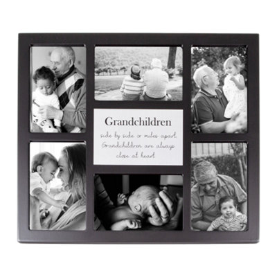 Happy Homewares Modern Multi Collage Frame With Grandchildren Wording And Cute Phrase Black