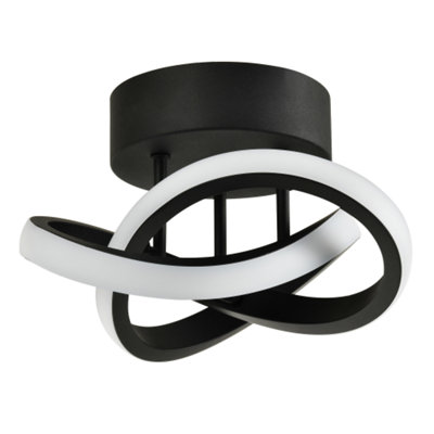 Happy Homewares Modern Led Black Ceiling Light With Swirl Thick Metal Strip Creates 1253 Lumens from B&Q