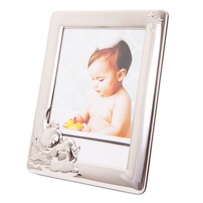Happy Homewares Baby 5X7 Picture Frame In Nickel Plated With Sleeping Bear And Diamante Stars Black - B&Q