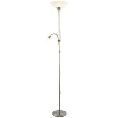 Happy Homewares Light Nickel Mother And Child Floor Lamp With Adjustable Reading And Switches - B&Q