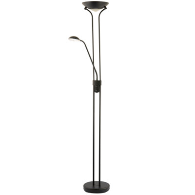Happy Homewares Black Led Mother And Child Floor Lamp In Matte With Rotary Dimmer Switches 180Cm