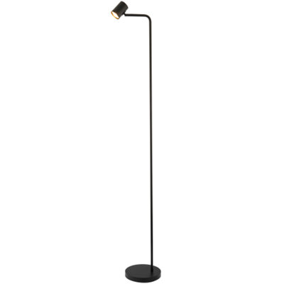 Happy Homewares Modern Led Spot Matt Metal Floor Lamp With Foot Switch And Adjustable Head Black