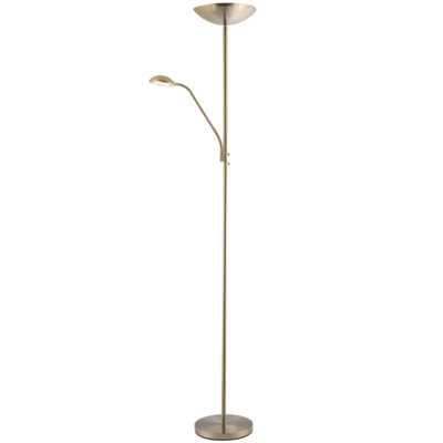 Happy Homewares Sleek Led Mother And Child Floor Lamp In Satin Nickel With Memory Dimmer Buttons Light - B&Q