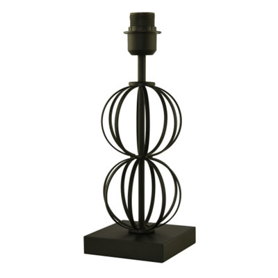 Happy Homewares Black Traditional Classic Table Lamp Base With Curving Wire Spheres 37Cm
