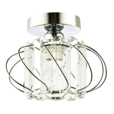 Happy Homewares Modern Polished Chrome Ceiling Light Fitting With Clear Crystal Glass from B&Q