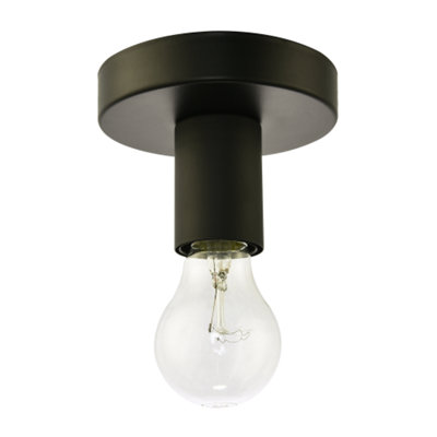 Happy Homewares Matte Ceiling Or Wall Fitting For Industrial Style Bulbs Black/Light