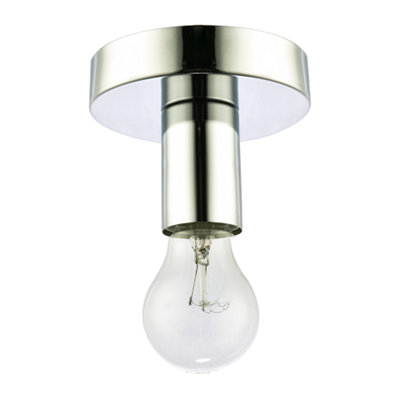 Happy Homewares Light Polished Chrome Ceiling Or Wall Fitting For Industrial Style Bulbs 8Cm