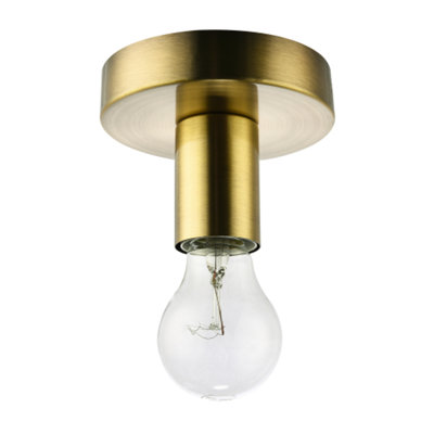 Happy Homewares Antique Brass Ceiling Or Wall Fitting For Industrial Style Bulbs Light