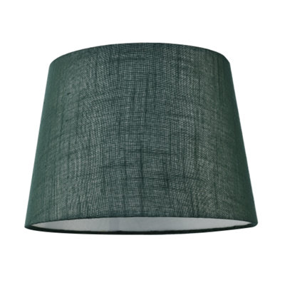 Happy Homewares Green Modern Deep Forest Linen Fabric Drum Lamp Shade For Table Or Pendant 18Cm