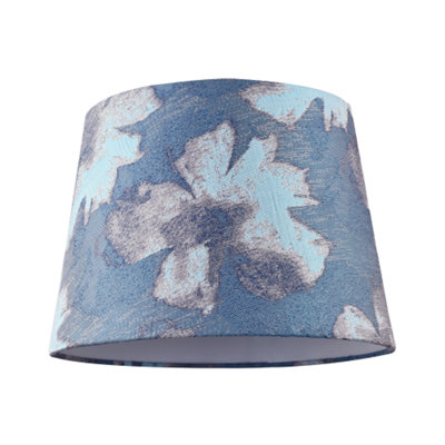 Happy Homewares Duck Egg And Floral Drum Lamp Shade With Cotton Inner Lining Blue