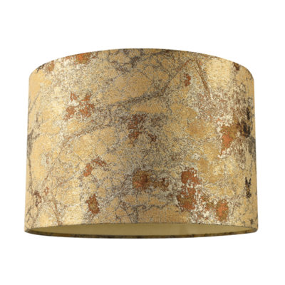 Happy Homewares Unisex Gold Designer Textured & Burnt Orange Jacquard Fabric Drum Lampshade | : 12 Inches - Image 4