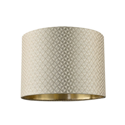 Happy Homewares Shimmer Taupe Drum Lamp Shade With Inner Champagne Lining Light/Gold