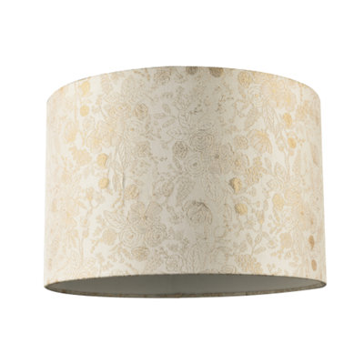 Chic Textured Jacquard Drum Shade With Gold Foil Decor Print By Happy Homewares - Image 5