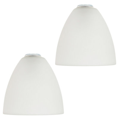 Happy Homewares Stylish Pair Of Frosted White Glass Shades With Classic Shape For E14 And E27 from B&Q