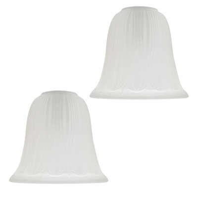 Happy Homewares Pair Of Frosted Etched Glass Shades With Traditional Shape For E14 And E27 Light
