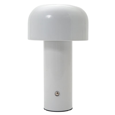 Happy Homewares Gloss White Modern Mushroom Style Rechargeable Led Touch Dimmable Table Lamp from B&Q