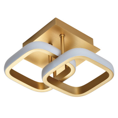 Happy Homewares Contemporary Compact Double Head 40W Led Ceiling Fitting In Brushed Light/Gold