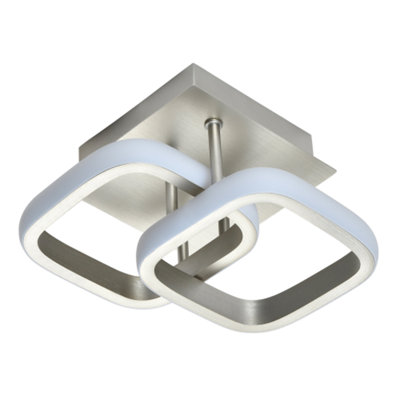 Happy Homewares Contemporary Compact Double Head 40W Led Ceiling Fitting In Brushed Nickel Light