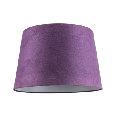 Happy Homewares Deep Velvet 12 Inch Drum Lamp Shade With Cotton Inner Purple/White