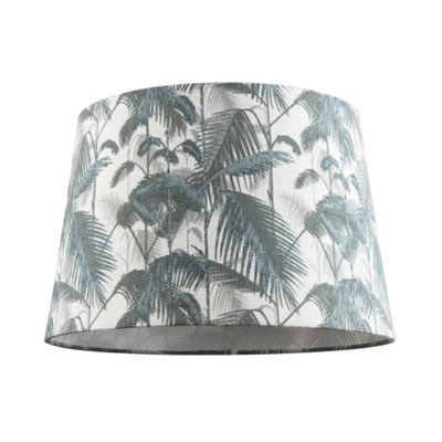 Happy Homewares Modern Palm Trees Linen Fabric Drum Lamp Shade With Cotton Inner Green
