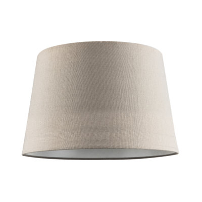 Happy Homewares Dark/White Traditional Taupe Linen Fabric Drum Lampshade With Inner 20Cm