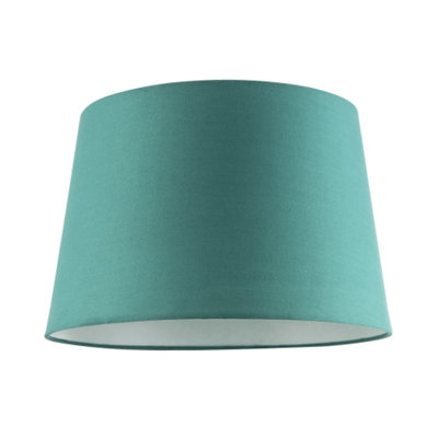 Happy Homewares Vivid Teal Cotton Fabric 12Inch Drum Lampshade With White Cotton Inner from B&Q