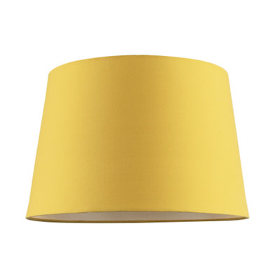 Happy Homewares Yellow Cotton Fabric 12Inch Drum Lampshade With White Cotton Inner from B&Q