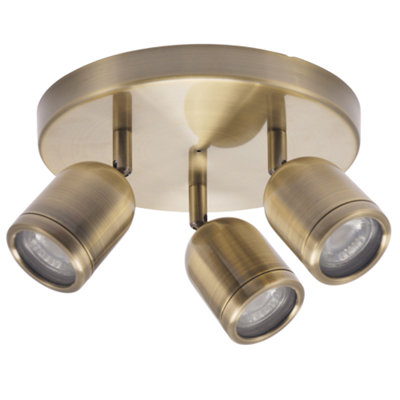 Happy Homewares Modern Triple Spot Ip44 Antique Brass Bath Ceiling With Adjustable Heads Light