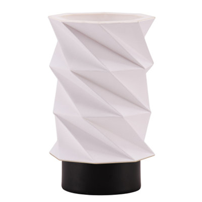 Happy Homewares Modern Unique Matte Table Lamp With Foldable Geometric Shade Black/White