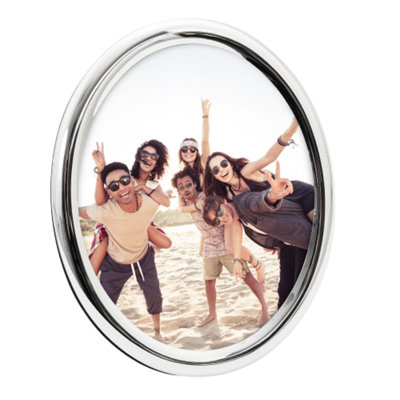 Happy Homewares Contemporary Oval Plated Metal 8 X 10 Picture Frame With Rounded Border Silver