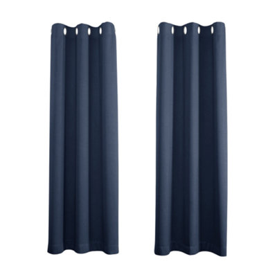 Happy Homewares Cobalt Dusty Blue Blackout Thermal Eyelet Curtains66 X 84 Inch Drop2 Panel from B&Q
