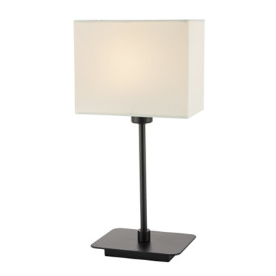 Happy Homewares Contemporary Matte Bedside Table Lamp With Cotton Fabric Shade Black/White