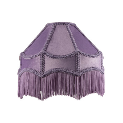Happy Homewares Traditional Victorian Empire Lampshade In Soft Lilac Velvet With Tassels from B&Q