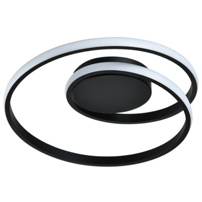 Happy Homewares Light/Black Modern Single Loop Strip Flush Led Powered Ceiling Fitting In Sand 9Cm