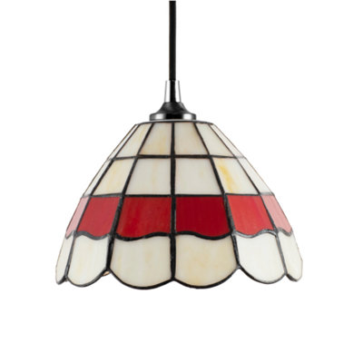 Happy Homewares Traditional And Stained Glass Tiffany Pendant Lighting Shade Red/Amber