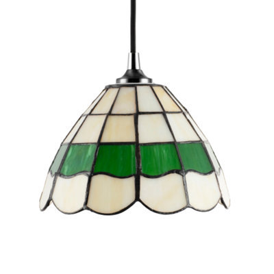 Happy Homewares Traditional And Stained Glass Tiffany Pendant Lighting Shade Green/Amber
